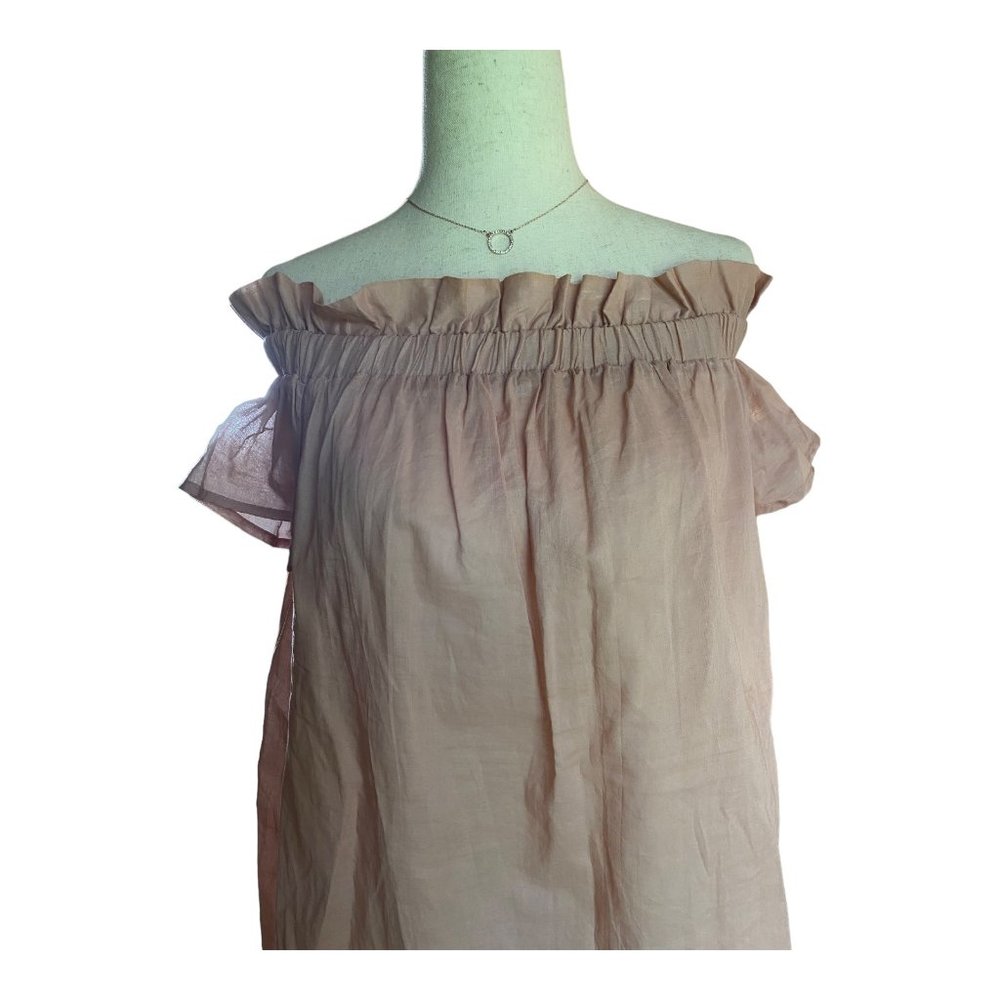 C'isa Peasant Top‎ Women Small Dusty Rose Off-Shoulder Boho Semi-Sheer Cottage